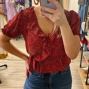 Lush red wrap top